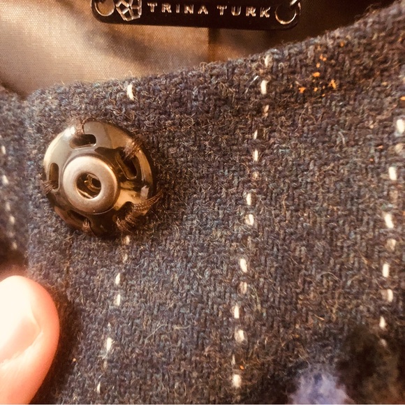 Genuine Trina Turk Cropped Tweed Jacket Collarless Fully Lined Sz.4 - Picture 4 of 11